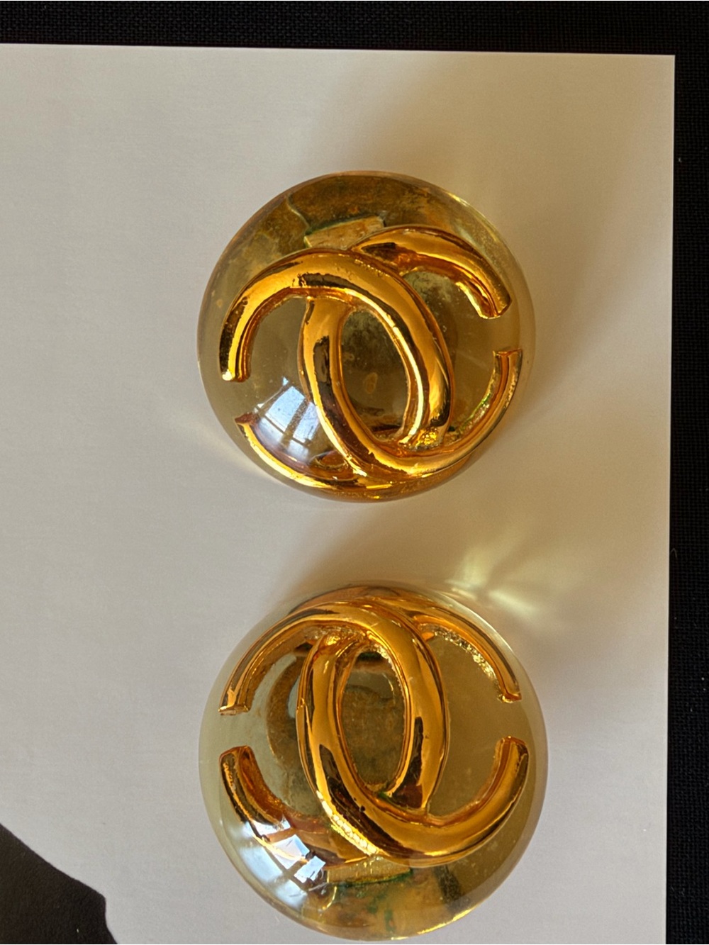 Vintage CHANEL Gold-Tone Interlocking CC Earrings